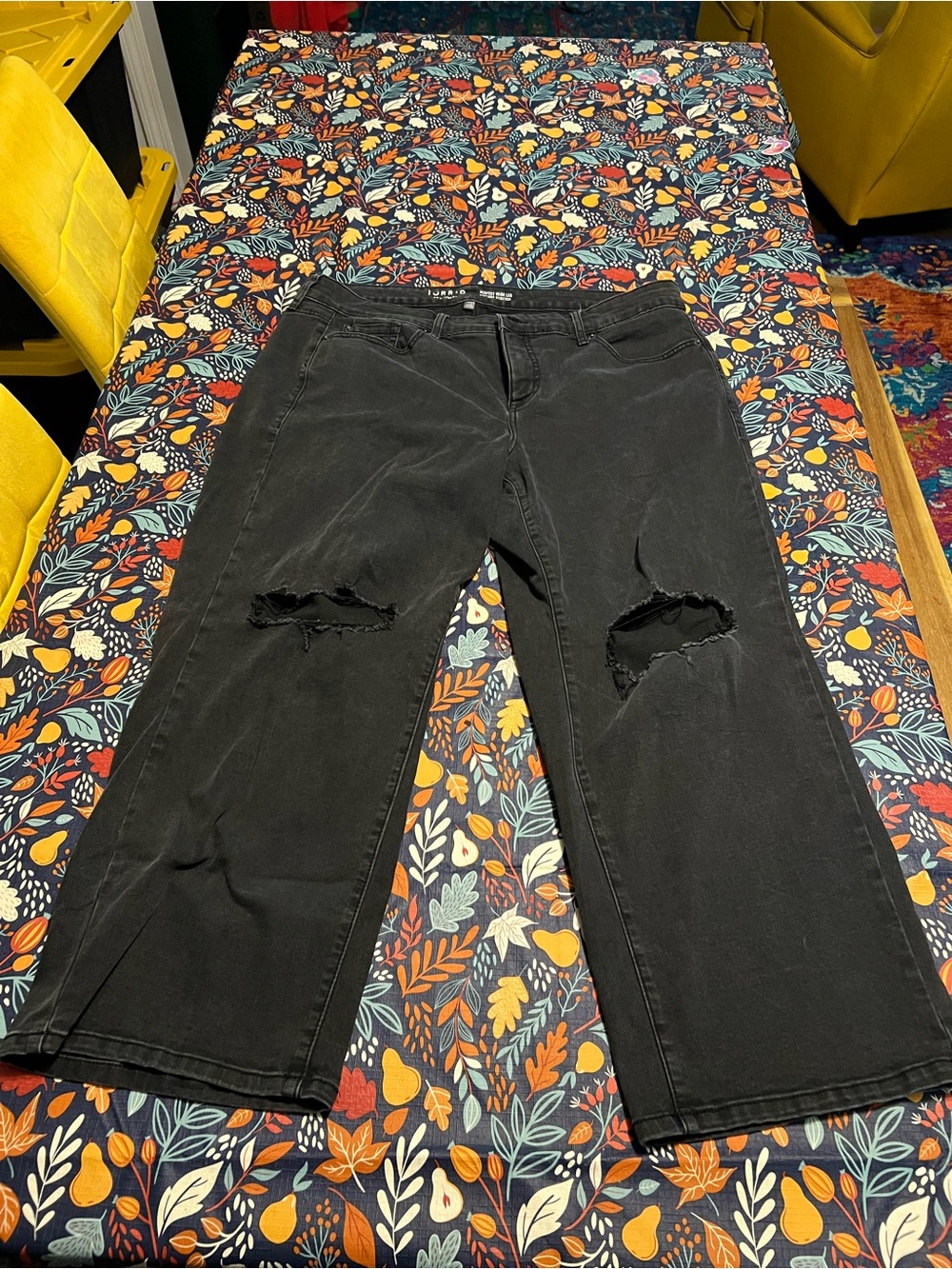 torrid Black Flare Jeans with Knee Rips